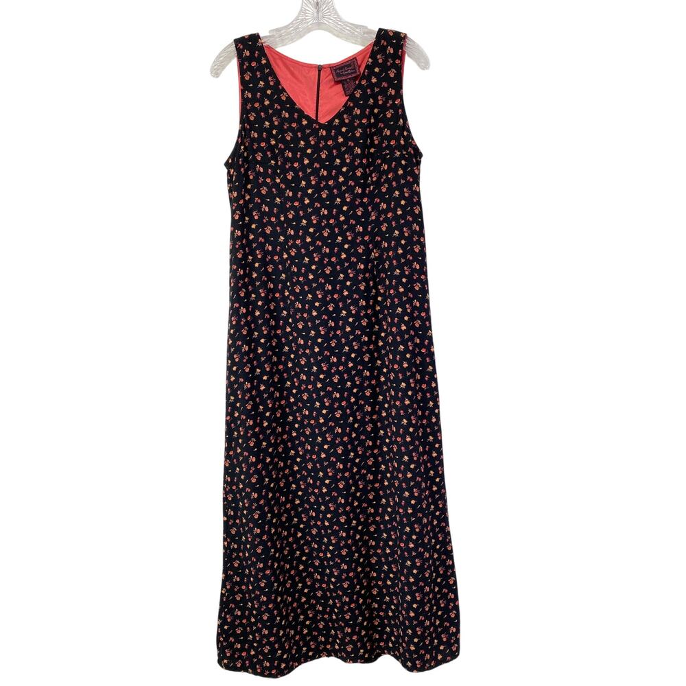 Vintage Cottagecore April Cornell Flax Blend Ditsy Floral Grunge Maxi Dress Sz M